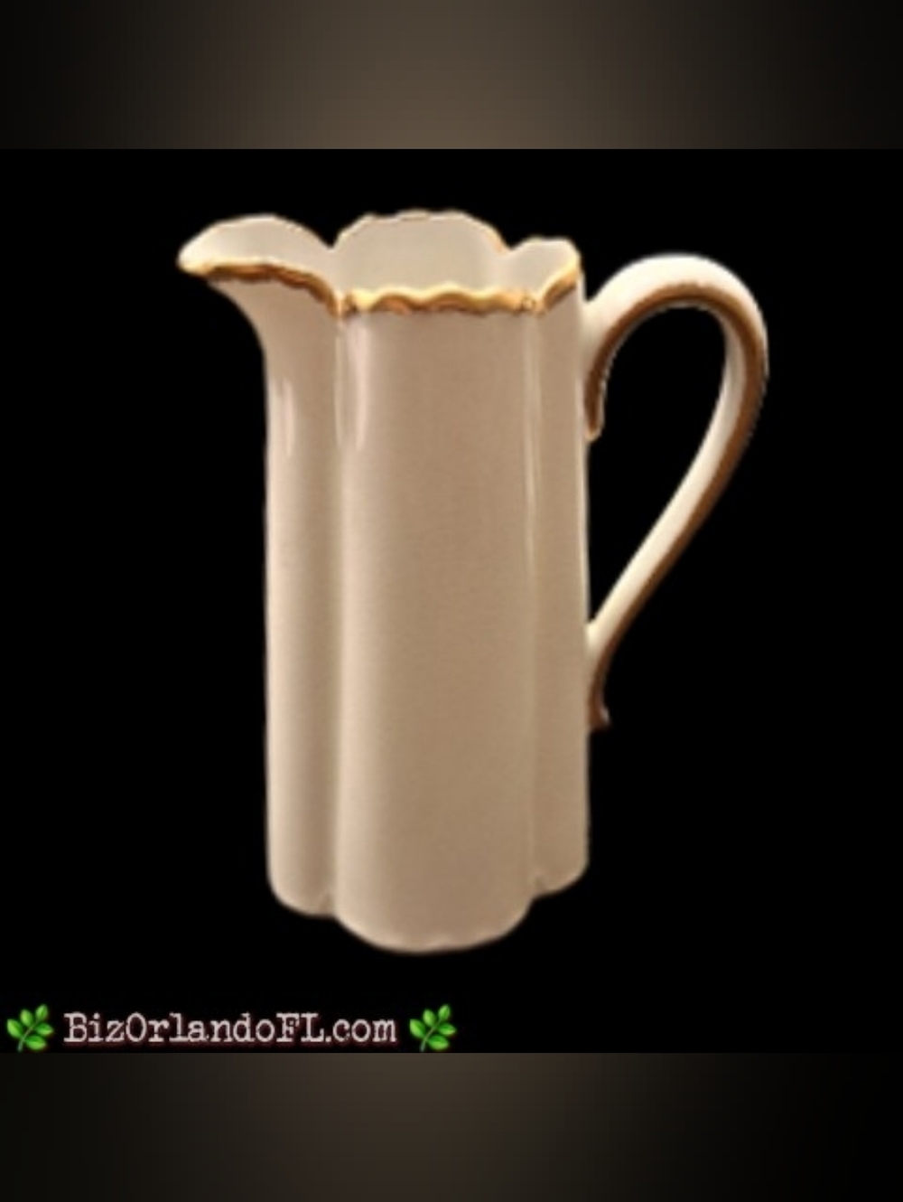 VINTAGE: Haviland Limoges Porcelain Chocolate Pot (No Lid) Scalloped Ribbed Gold